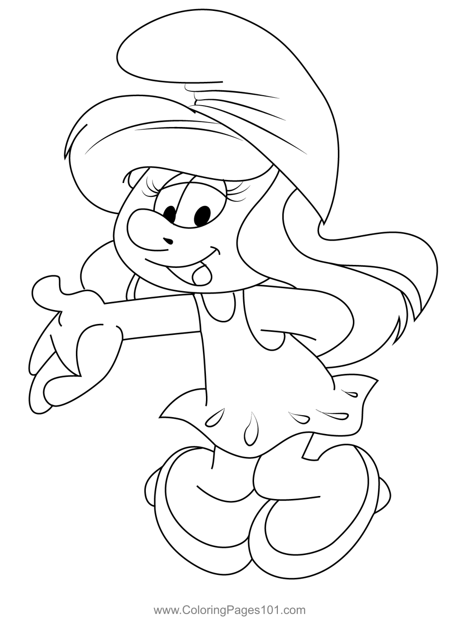 Smurfette Coloring Page for Kids - Free The Smurfs Printable Coloring