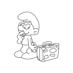 Smurfs With Suitcase Free Coloring Page for Kids
