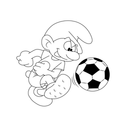 Soccer Smurf Free Coloring Page for Kids