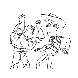 Buzz Lightyear And Sheriff Woody Free Coloring Page for Kids