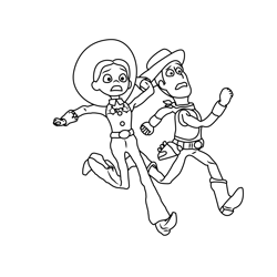 Woody And Jessie Gets Afraid Free Coloring Page for Kids