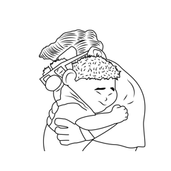 Carl Fredricksen And Russell Hugs Each Other Free Coloring Page for Kids