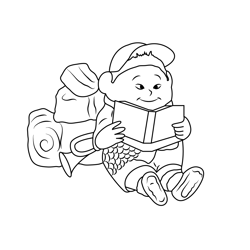 Russell Reading A Book Free Coloring Page for Kids