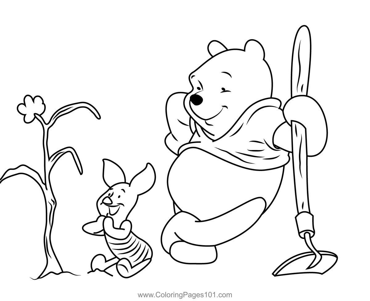 Pooh Bear And Piglet In Garden