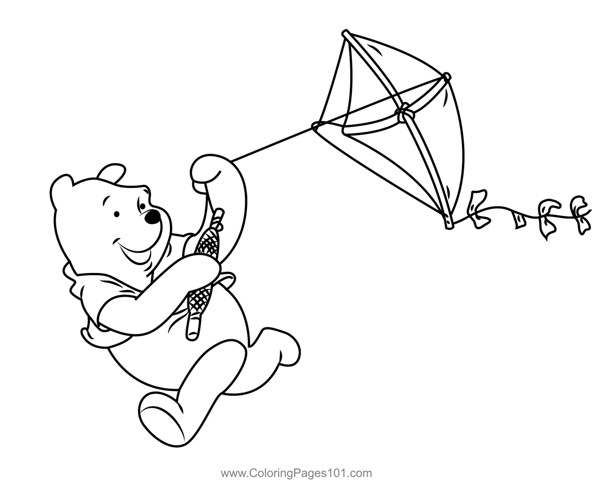 Pooh Bear Playing Kite