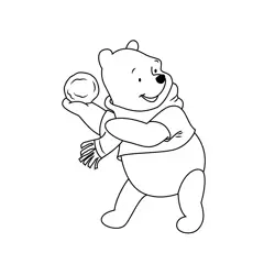 Pooh Bear Playing Free Coloring Page for Kids