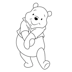 Pooh Bear Shy Free Coloring Page for Kids