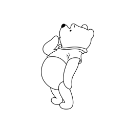 Pooh Bear Thinking Free Coloring Page for Kids