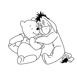 Pooh Bear With Eeyore Free Coloring Page for Kids