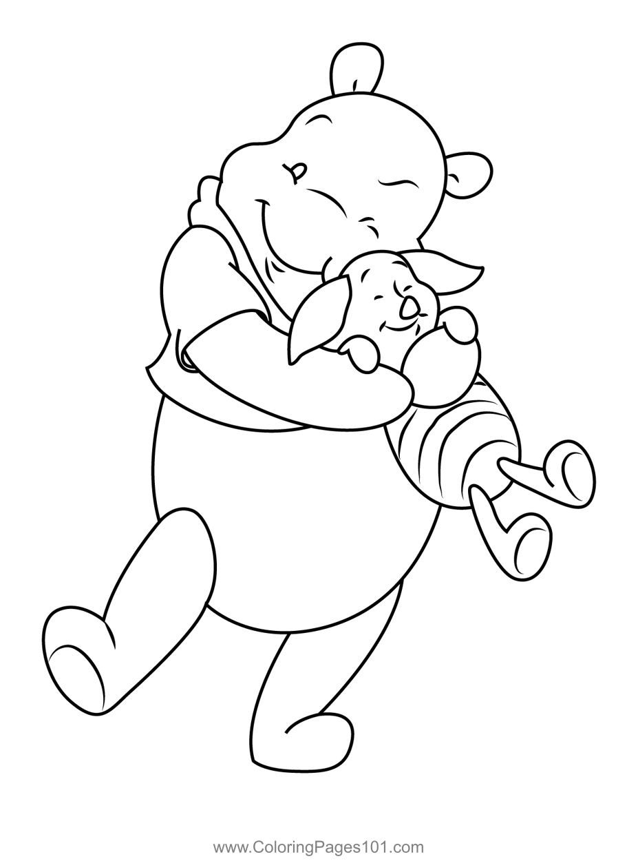 Pooh Bear With Piglet Coloring Page for Kids - Free Winnie The Pooh  Printable Coloring Pages Online for Kids  | Coloring  Pages for Kids