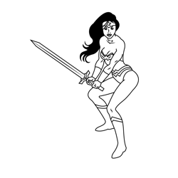 Attacking Wonder Woman Free Coloring Page for Kids