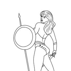 Wonder Woman In Battle Free Coloring Page for Kids
