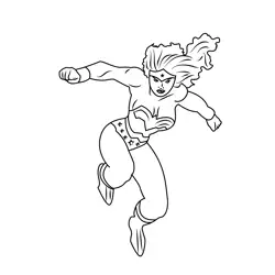 Wonder Woman Jumping Free Coloring Page for Kids