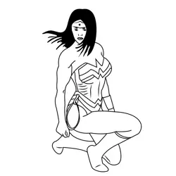 Wonder Woman Sitting Free Coloring Page for Kids