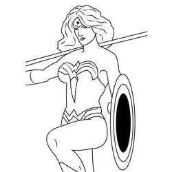 Wonder Woman With Shield Free Coloring Page for Kids