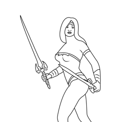 Wonder Woman With Swords Free Coloring Page for Kids