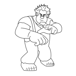 Wreck It Ralph Dancing Free Coloring Page for Kids