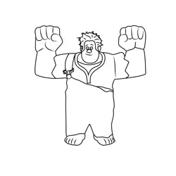 Wreck It Ralph Show His Power Free Coloring Page for Kids