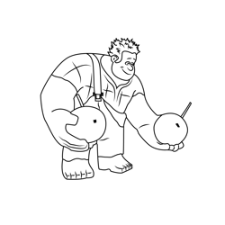 Wreck It Ralph With Cherry Free Coloring Page for Kids