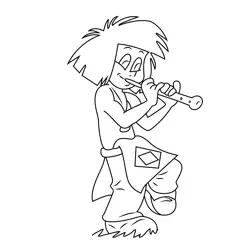 Yakari Playing Flute Free Coloring Page for Kids