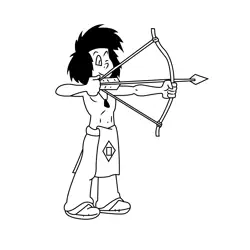 Yakari With Bow And Arrow Free Coloring Page for Kids