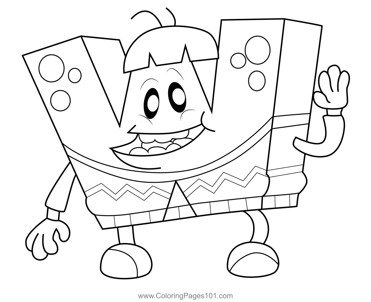 ABC Monster W Coloring Page for Kids - Free ABC Monsters Printable