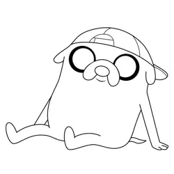 Jake With White Cap Adventure Time Free Coloring Page for Kids