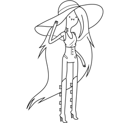 Marceline the Vampire Queen Holding Her Hat Adventure Time Free Coloring Page for Kids