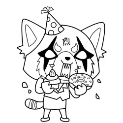 Aggretsuko Eating Cakes Aggretsuko Free Coloring Page for Kids