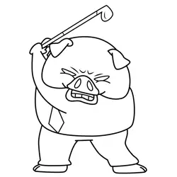 Director Ton Playing Golf Aggretsuko Free Coloring Page for Kids