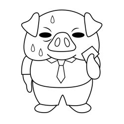 Director Ton the Pig Aggretsuko Free Coloring Page for Kids