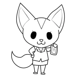 Fenneko the Fennec Fox Holding Phone Aggretsuko Free Coloring Page for Kids