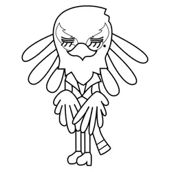 Ms. Washimi the Bird Aggretsuko Free Coloring Page for Kids