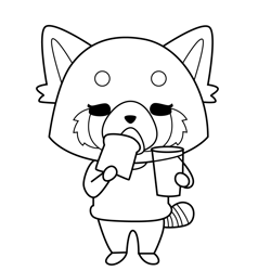 Retsuko Having Toast and Milk For Breakfast Aggretsuko Free Coloring Page for Kids