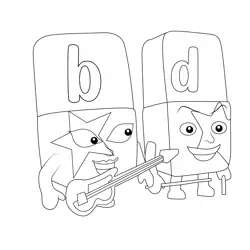 B With D Alphablocks Free Coloring Page for Kids