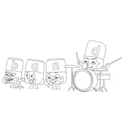 Band Together Alphablocks Free Coloring Page for Kids
