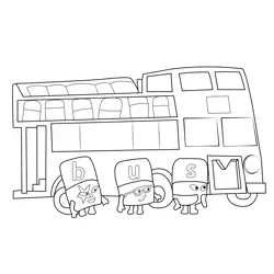 Bus Alphablocks Free Coloring Page for Kids