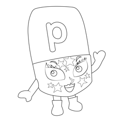 P Small Alphabets Alphablocks Free Coloring Page for Kids