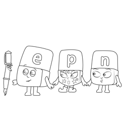 Pen Alphablocks Free Coloring Page for Kids