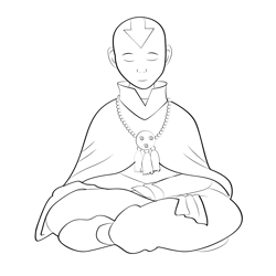 Aang In Meditation Free Coloring Page for Kids