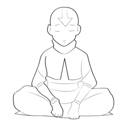Aang Sitting In Meditation Free Coloring Page for Kids