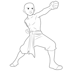 Fighting Aang Free Coloring Page for Kids