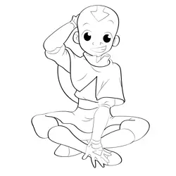 Thinking Aang Free Coloring Page for Kids