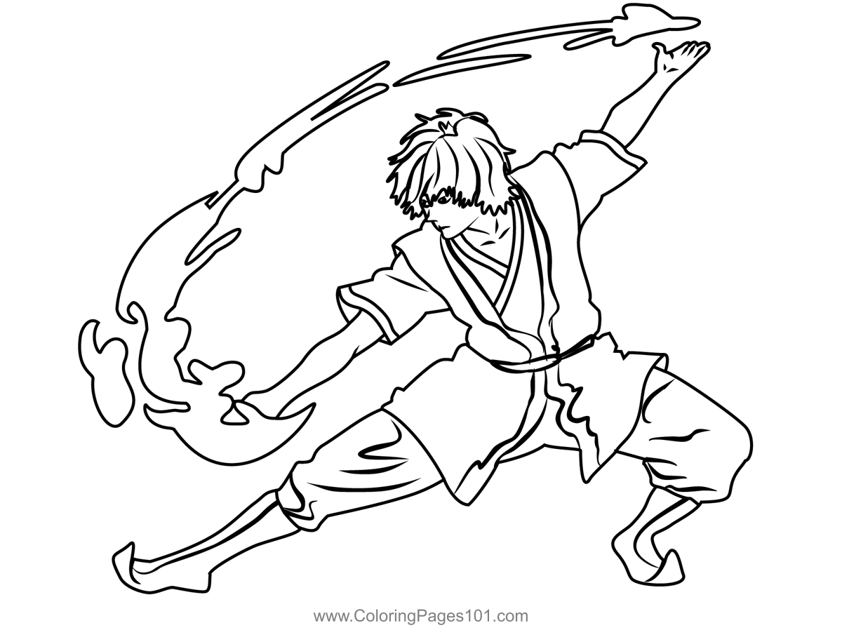 Zuko From Avatar The Last Airbender Coloring Page for Kids - Free