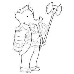 Babar In Le Pyro Dress Free Coloring Page for Kids