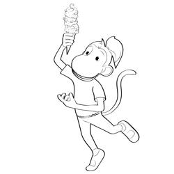 Chiku Having Ice Cream Free Coloring Page for Kids