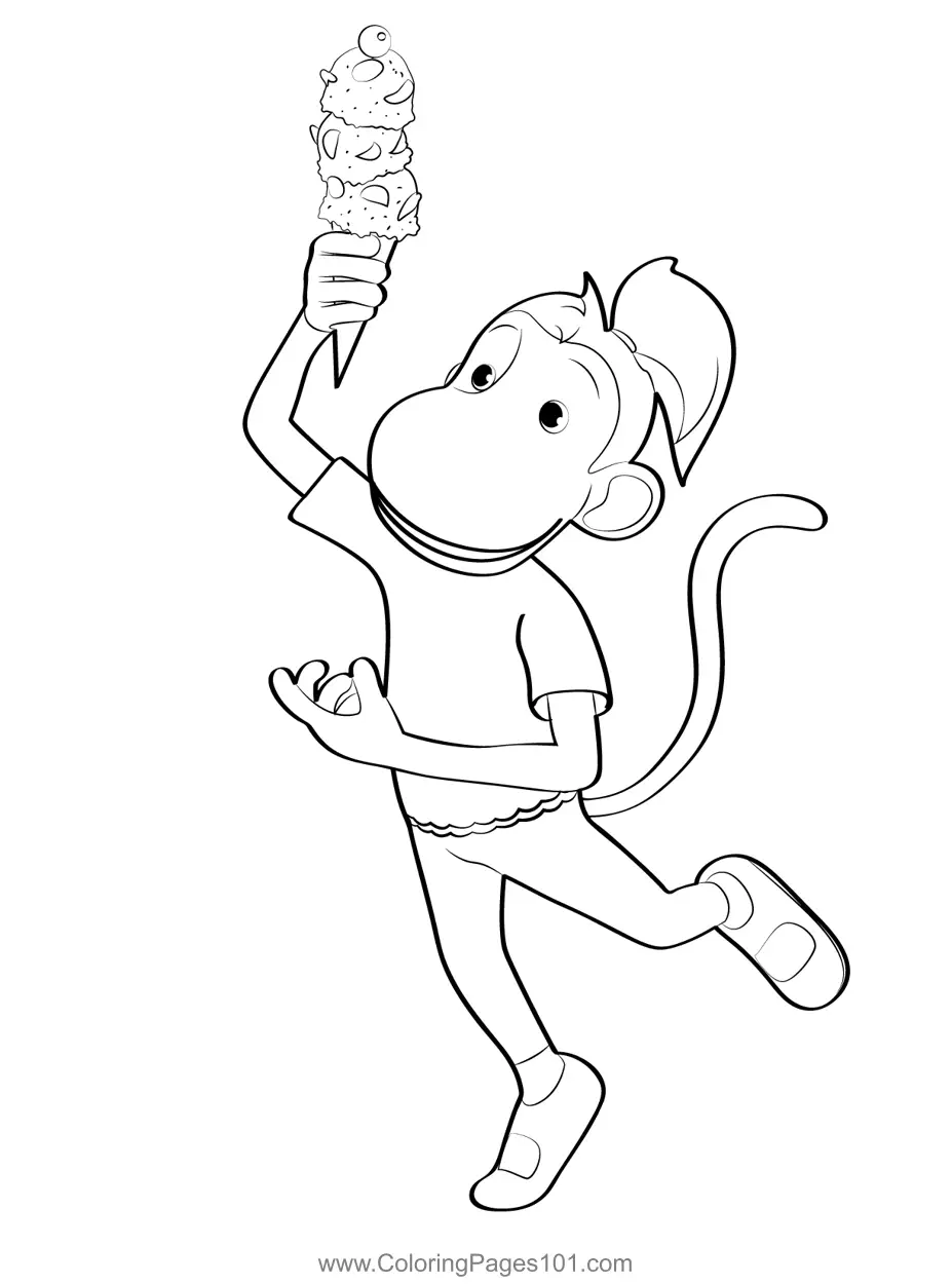 Chiku Having Ice Cream Coloring Page for Kids - Free Babar and the ...