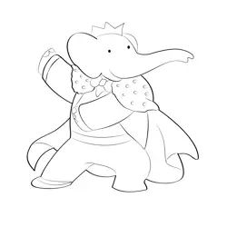Dancing King Babar Free Coloring Page for Kids