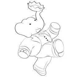 Happy Babar Prince Free Coloring Page for Kids