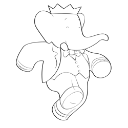Jumping Babar Free Coloring Page for Kids